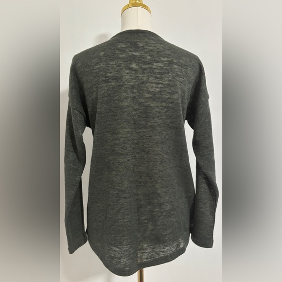 Women's Green Size Medium V Neck Zip Front Long Sleeve Tunic Top SKU 7 - Picture 4 of 9